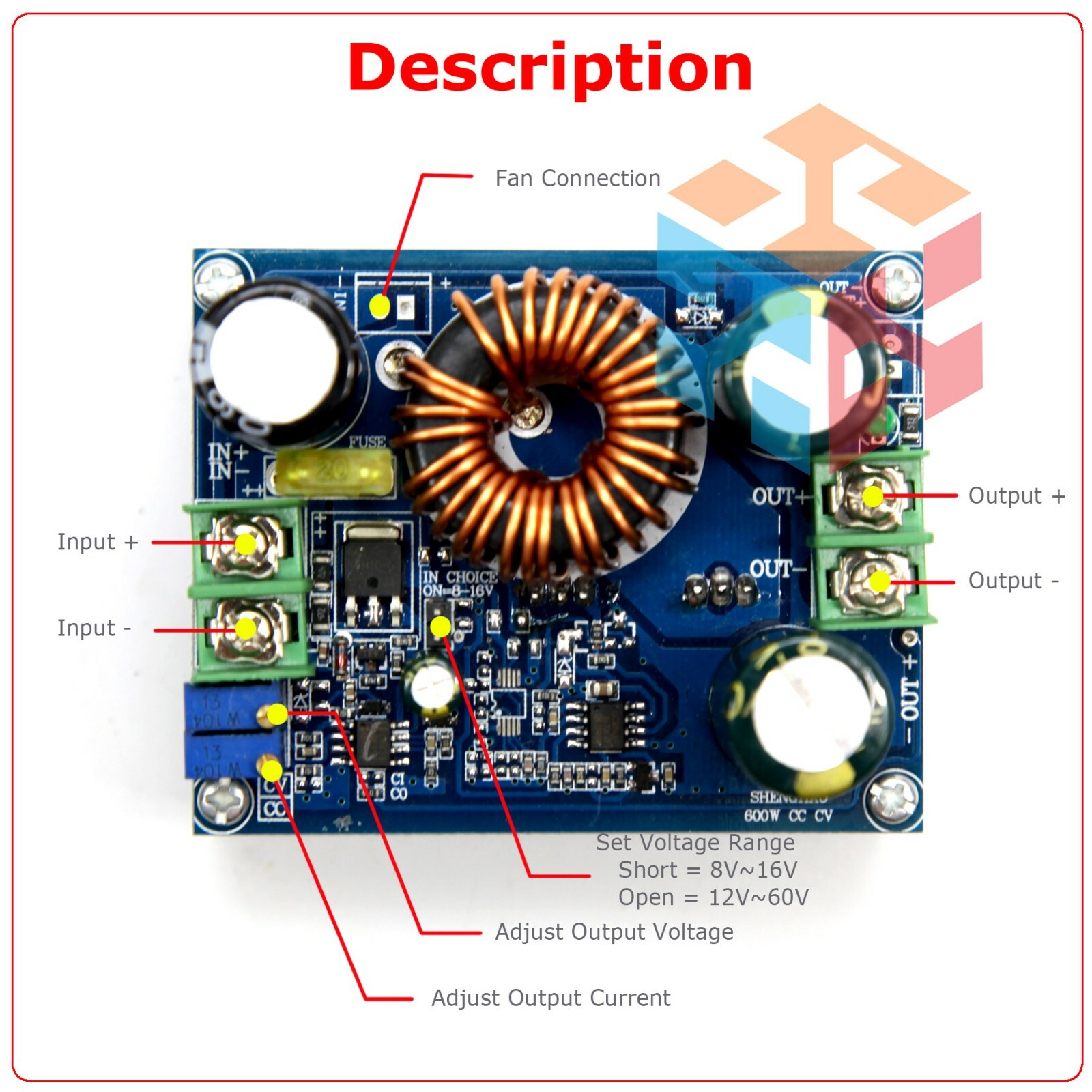600W DC-DC Step Up Boost Buck Voltage Converter Power Supply Module 16A