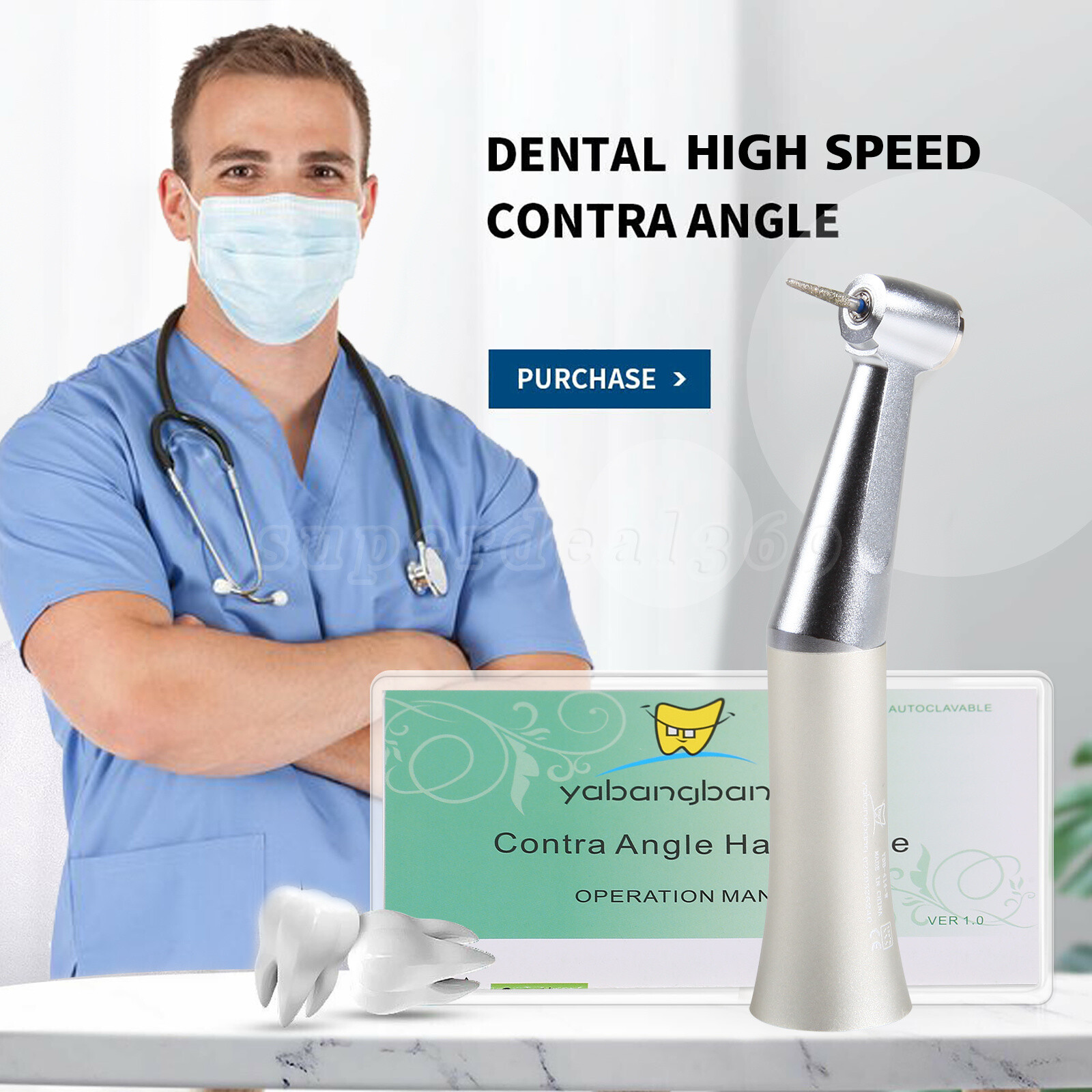 Dental Push Button Low Speed Contra Angle Handpiece E-type Fit FG 1.6mm Burs SA