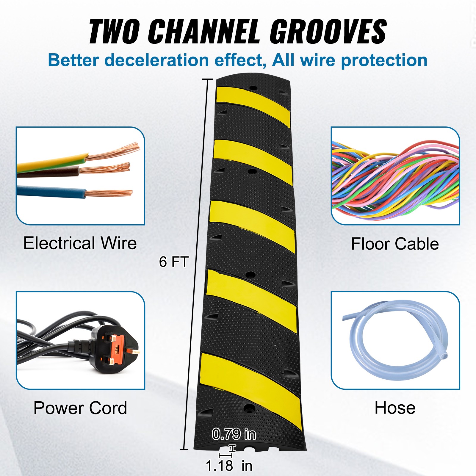 VEVOR 2 PCs 72» Rubber Speed Bump 2 Channel 22000lbs Load Heavy Duty Speed Hump