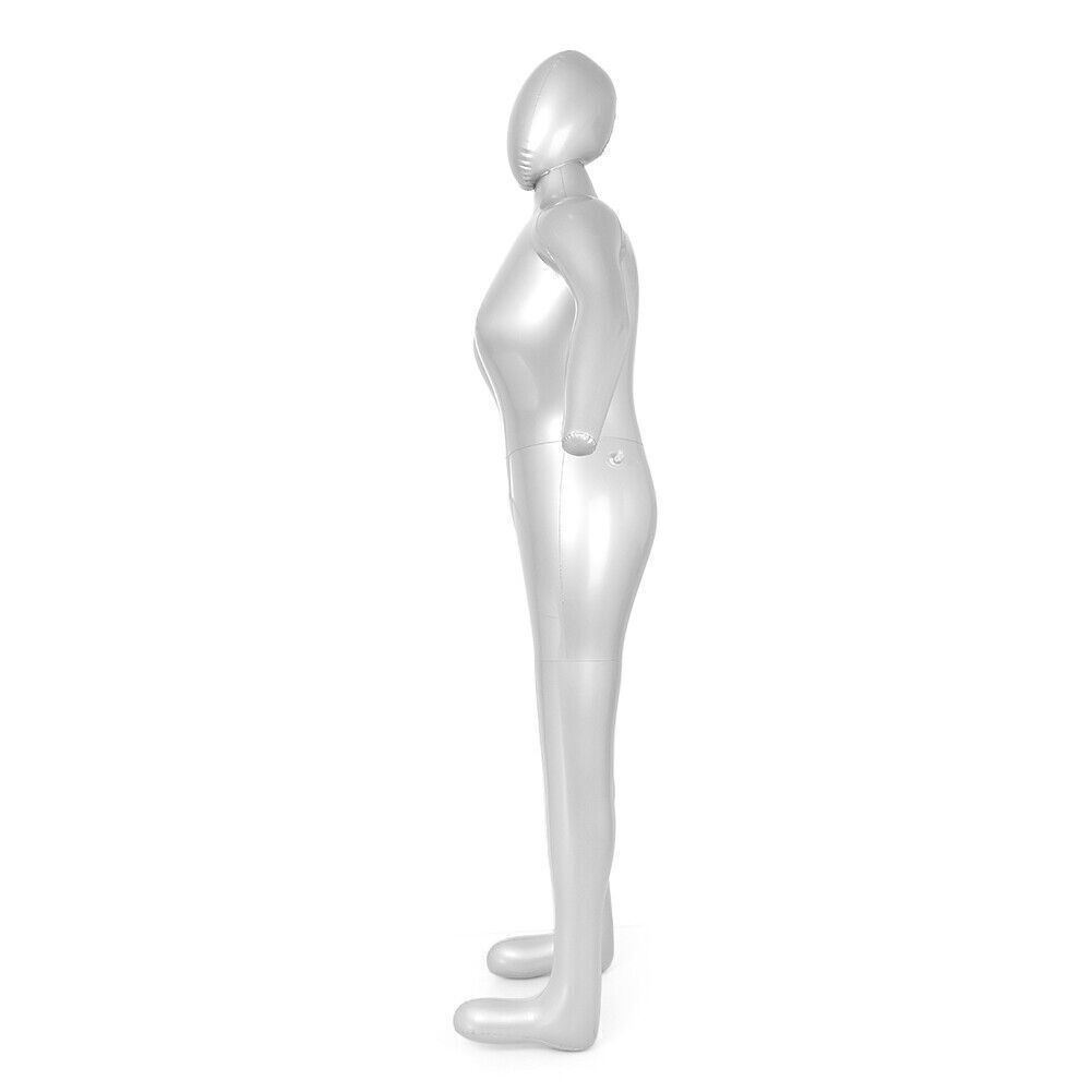 PVC Full Body Female Woman Inflatable Mannequin Dummy Torso Display Model Silver