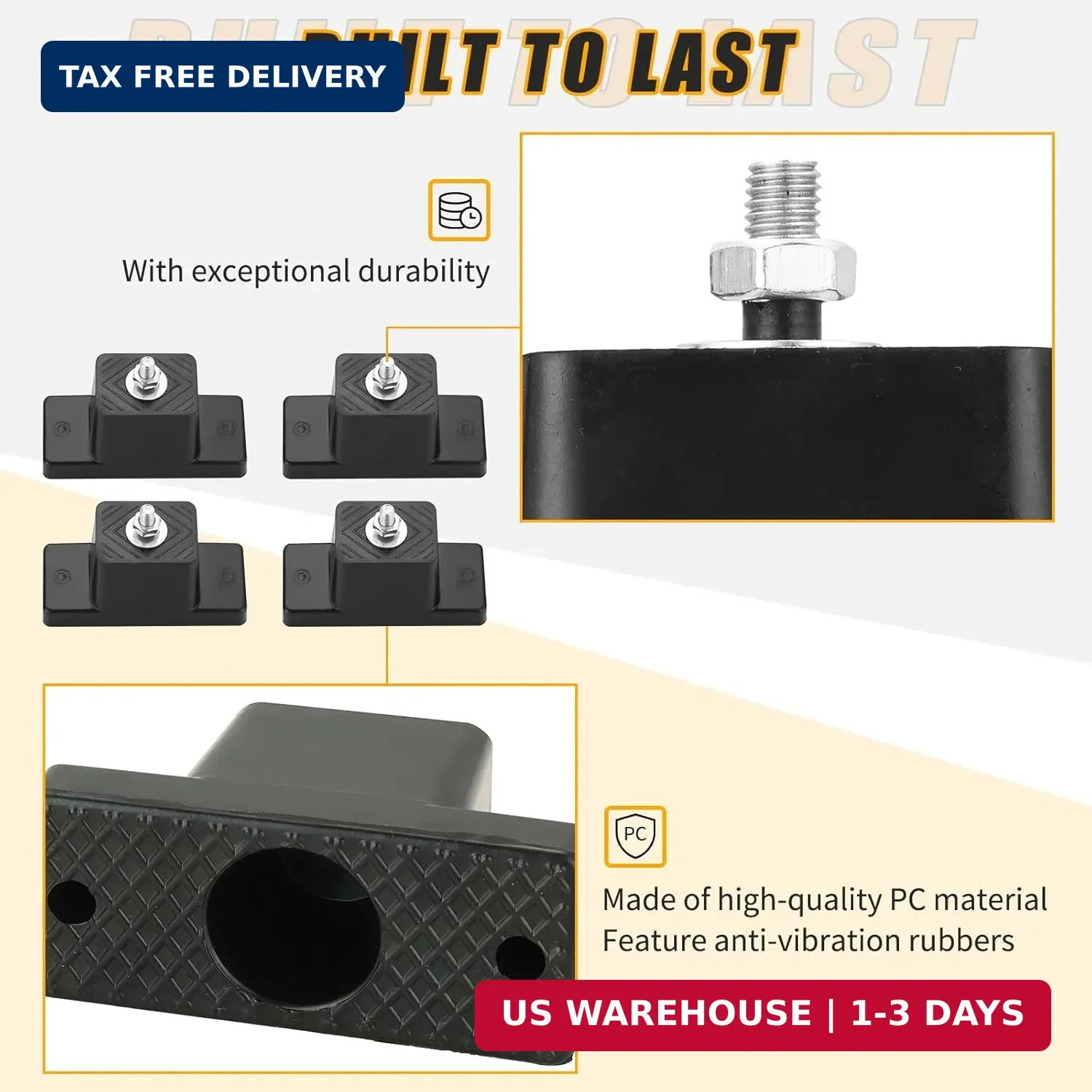 4 Pack Rubber Vibration Isolator Mounting Bracket with 8 Expansion Screws & 4 Sh