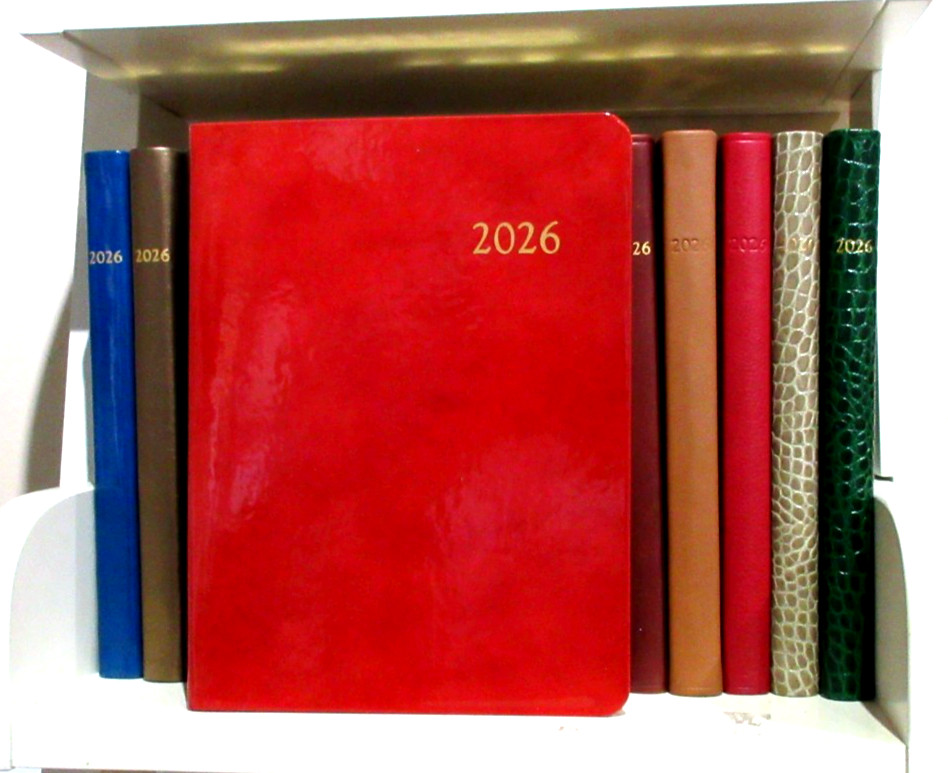 2026 Datebook Desk Diary Planner Patent Leather Cover Graphic Image RED