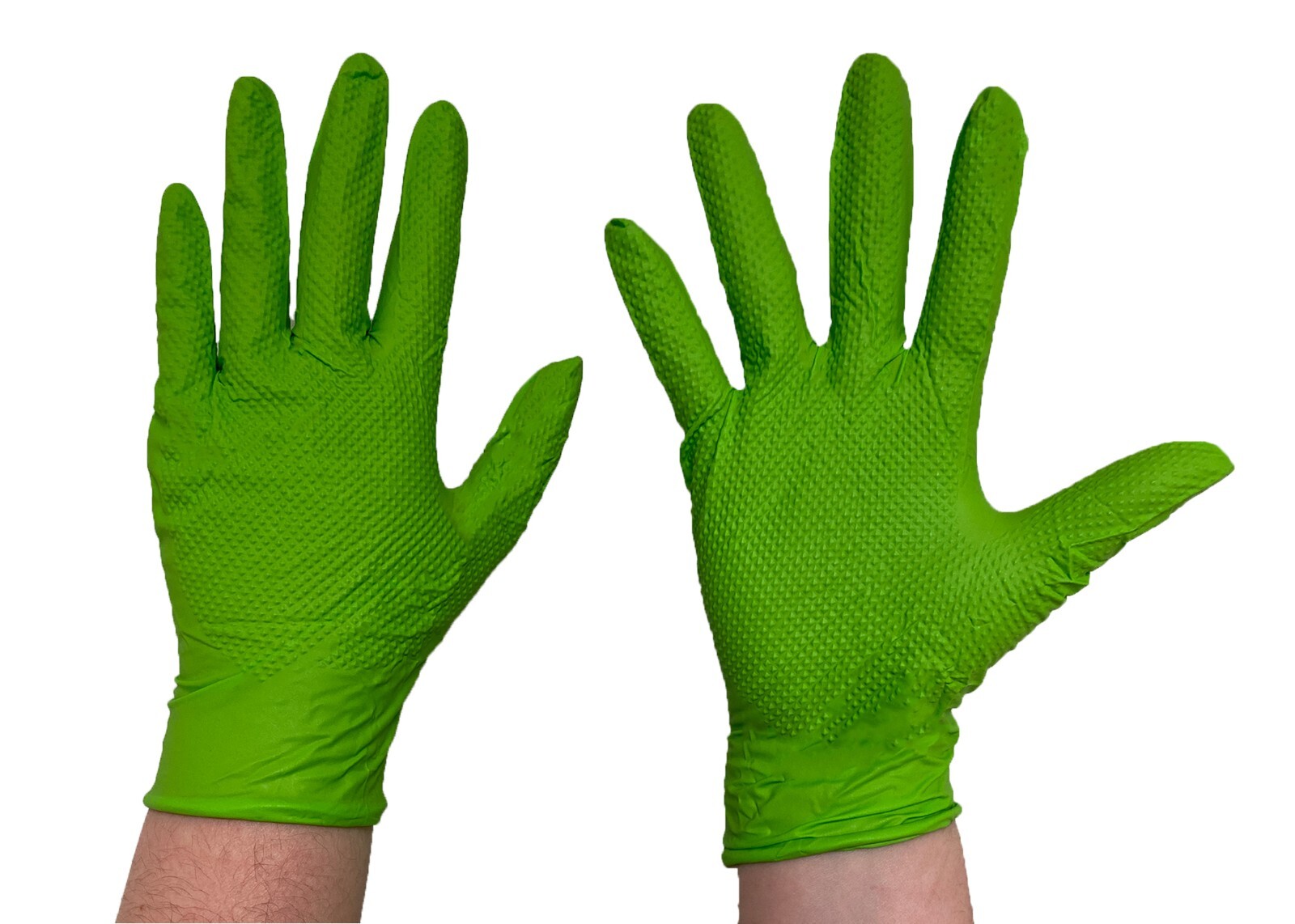 The Green Diesel Nitrile PF Gloves, 8 Mil, Diamond Textured, Sizes M-XXL