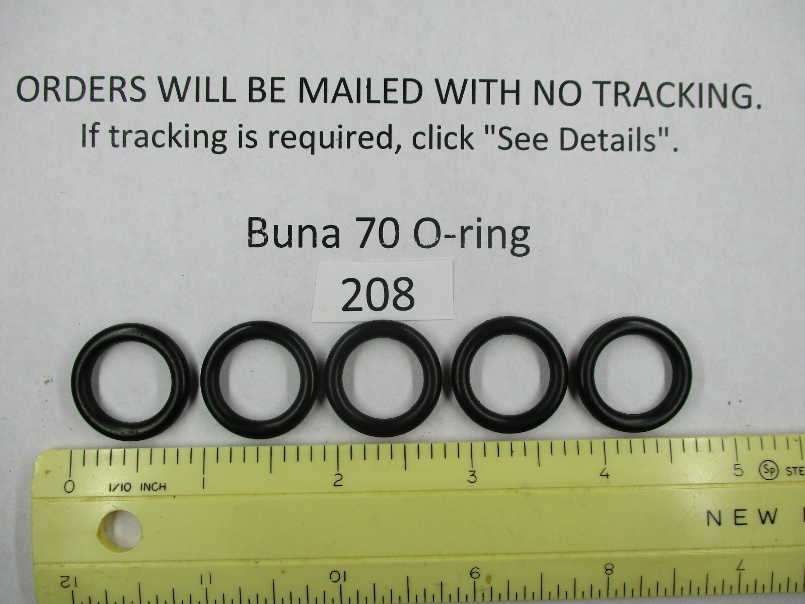 208 O-ring 5/8″ ID x 7/8″ OD x 1/8″ thick. Buna-70. Quan 5.