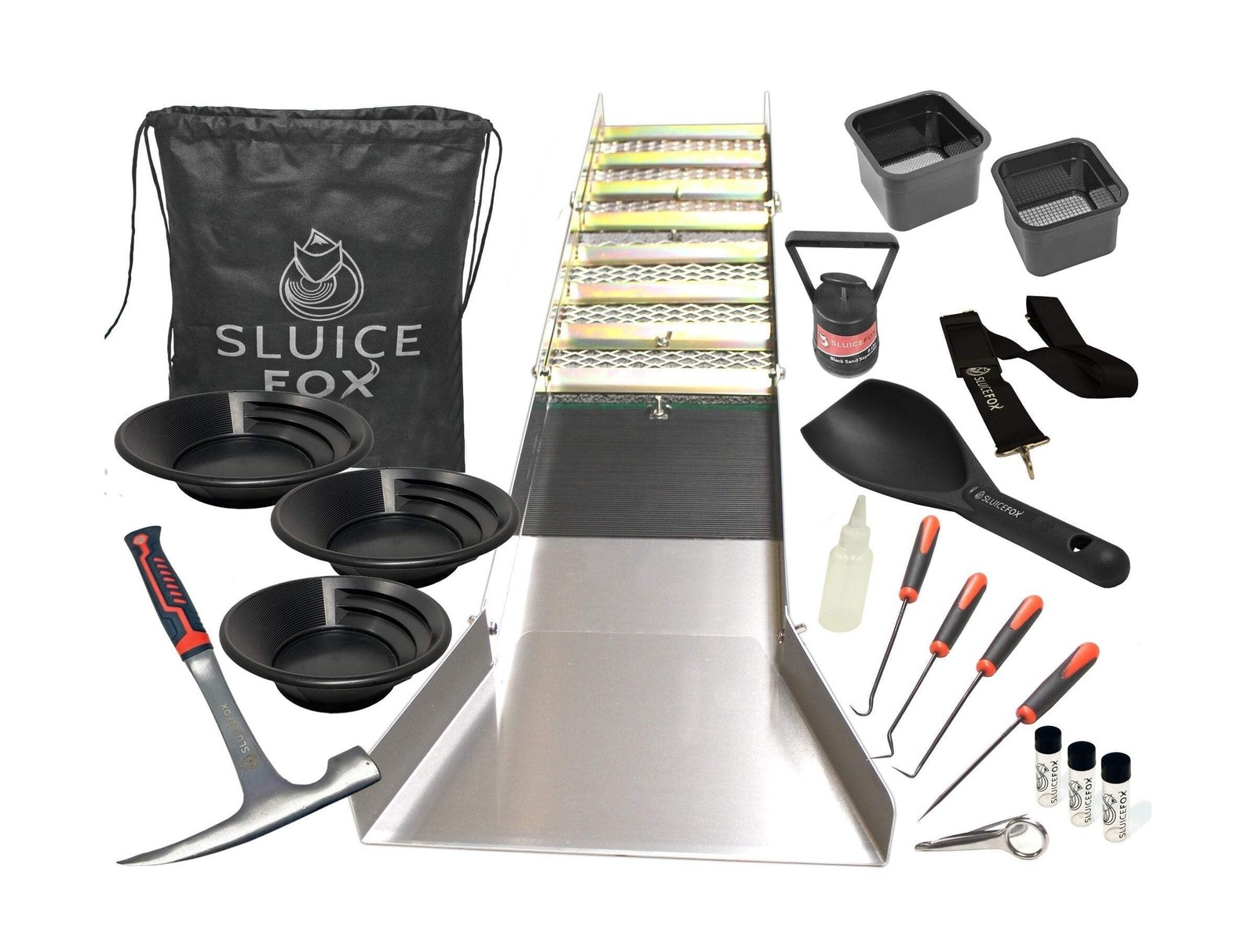 Complete Gold Mining Kit; Folding 50 inch Gold Sluice Box; Gold Prospecting E…