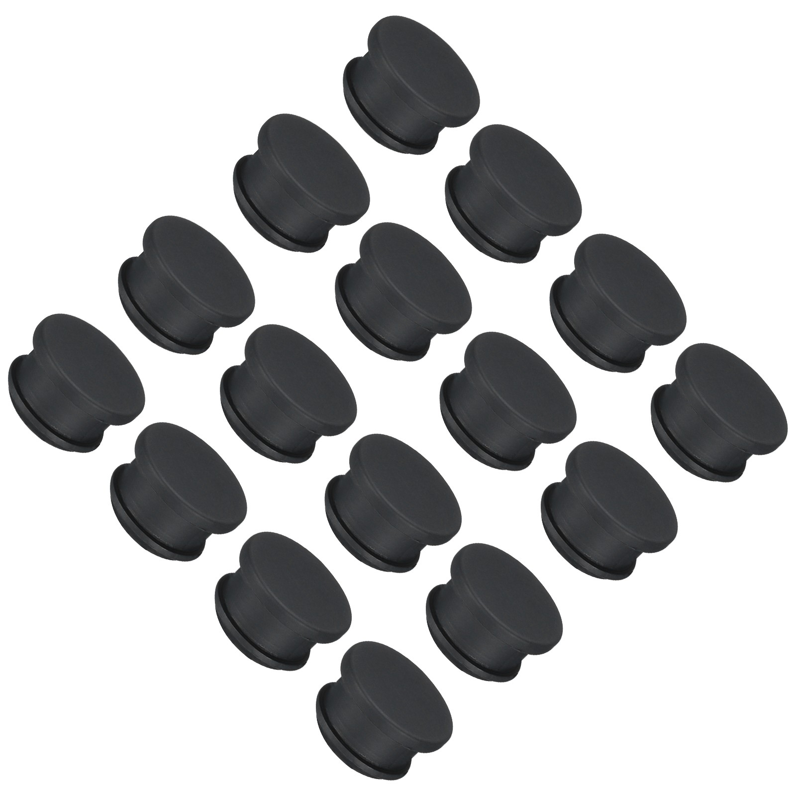 16 Pcs Silicone Snap in Locking Hole Plugs 16mm/0.63 Inch Dia Black