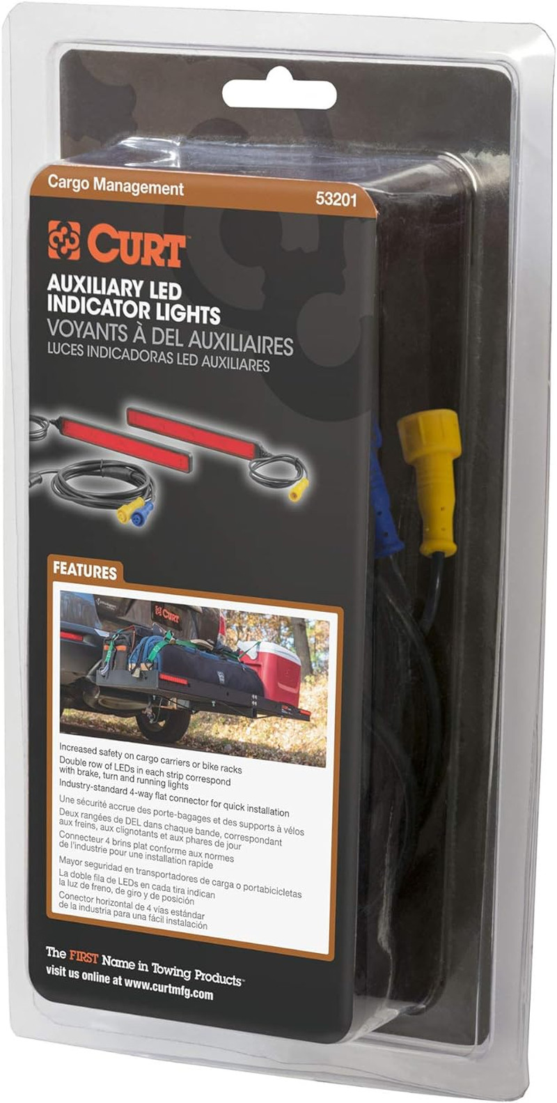 Auxiliary Automotive LED Light Strips for Hitch Cargo Carrier, Bike Rack, 2-Pack