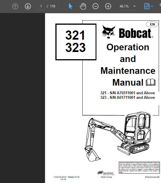BOBCAT 323 COMPACT EXCAVATOR OPERATORS SERVICE REPAIR OWNERS SHOP MANUAL PDF USB