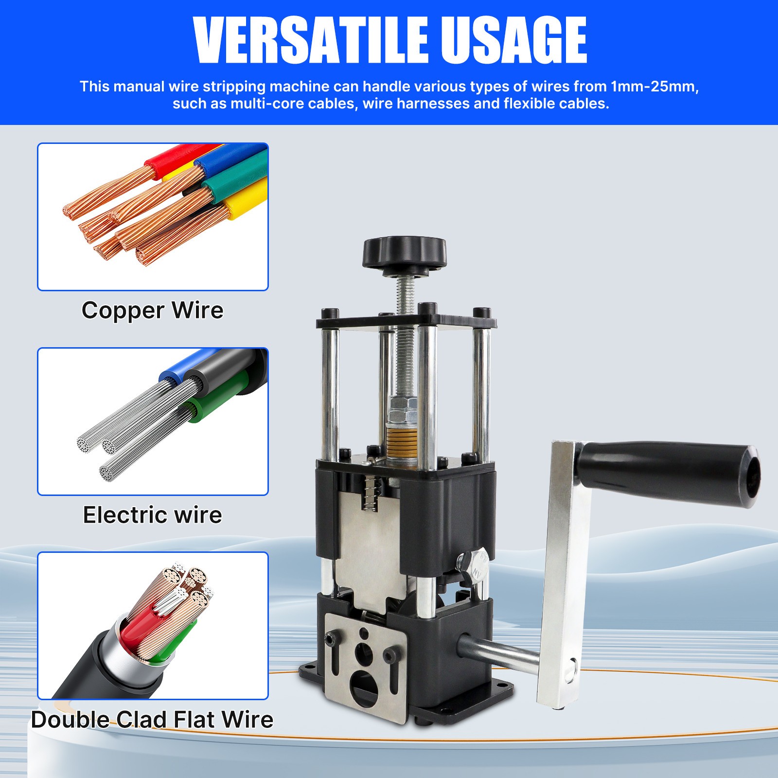 Manual Wire Stripping Machine Drill Powered Hand Crank Wire Stripper Tool 1-25MM