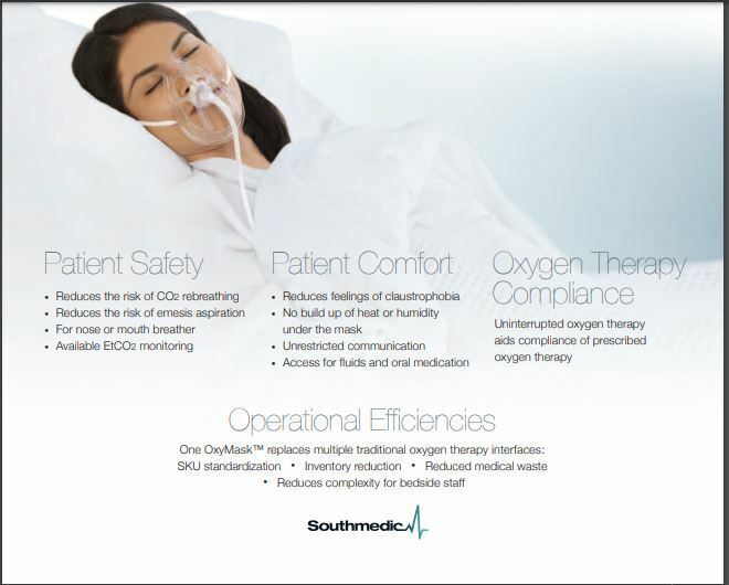 Oxy Mask OM-1125-8 with Standard Connector Oxygen Mask 25Ct Factory Sealed