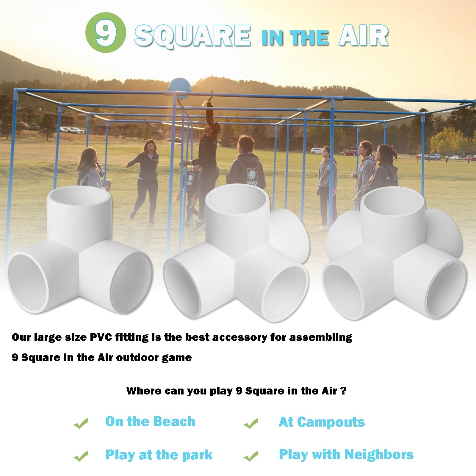 6Pack PVC Fitting 1-1/2Inch, 3 Way Furniture Grade Elbow Pipe 3Way, White