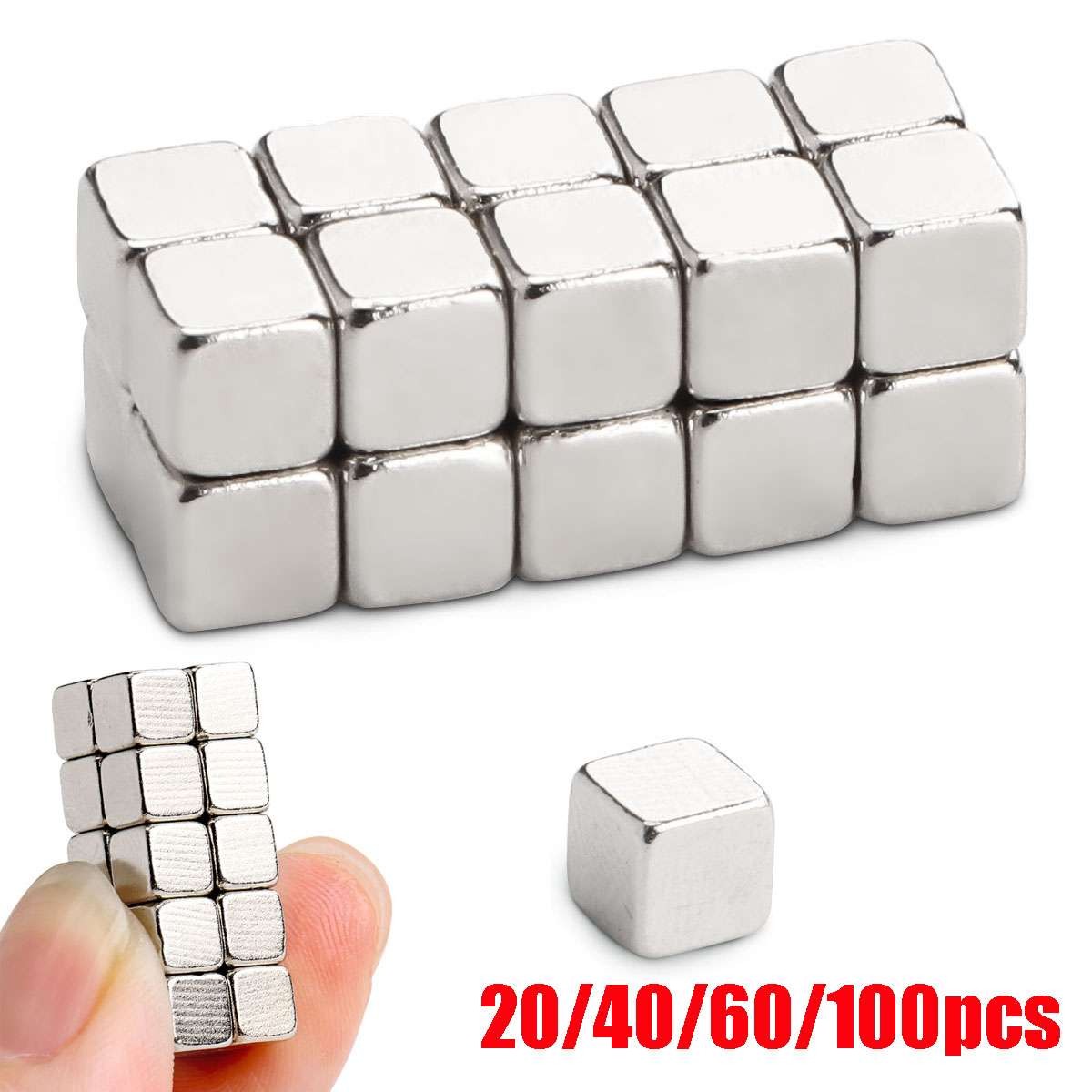20/40/60/100 Neodymium N38 Block Square Cube Magnets Strong Rare Earth 4x4x4mm