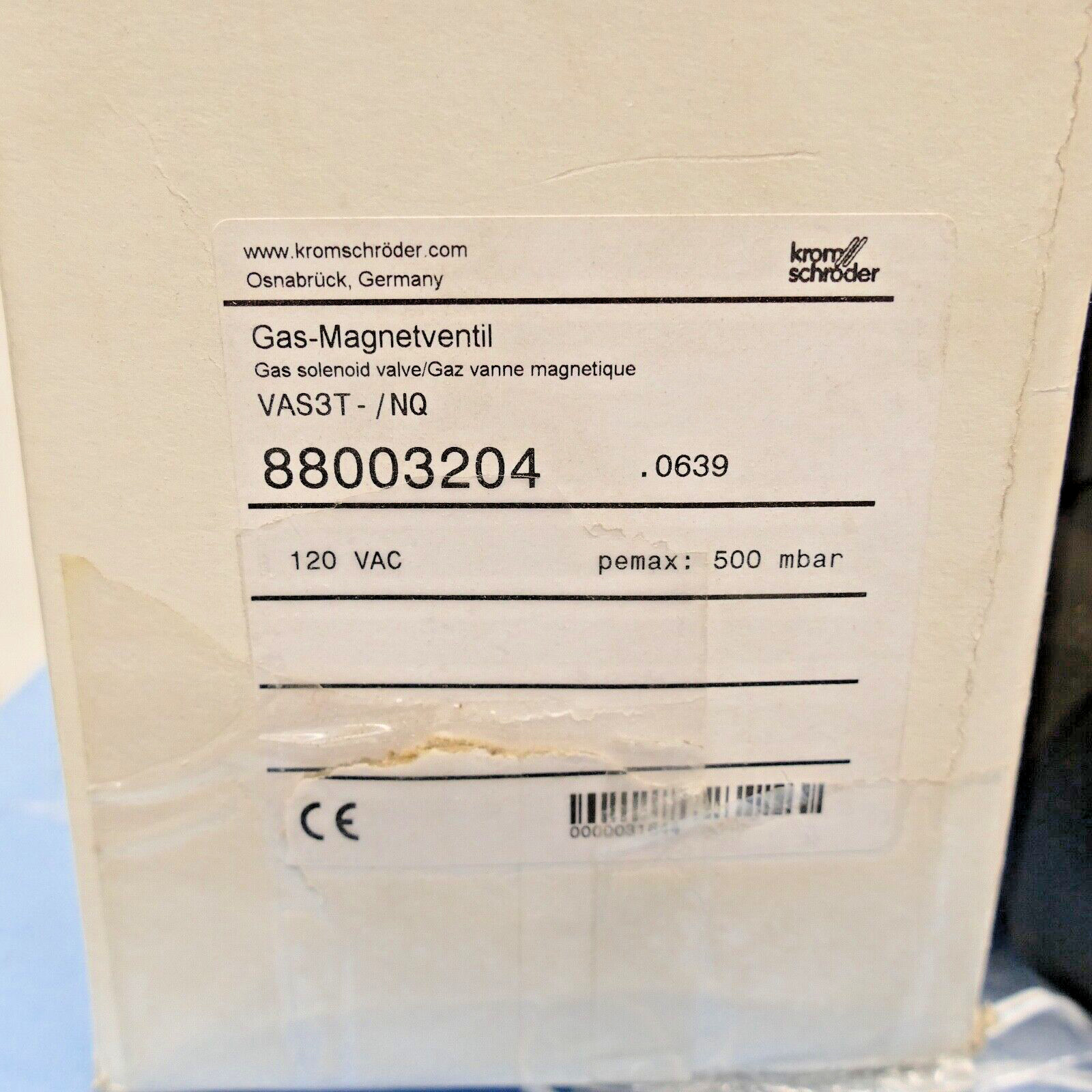 KROMSCHRODER VAS 3T-/NQ 88003204 Gas Solenoid Valve