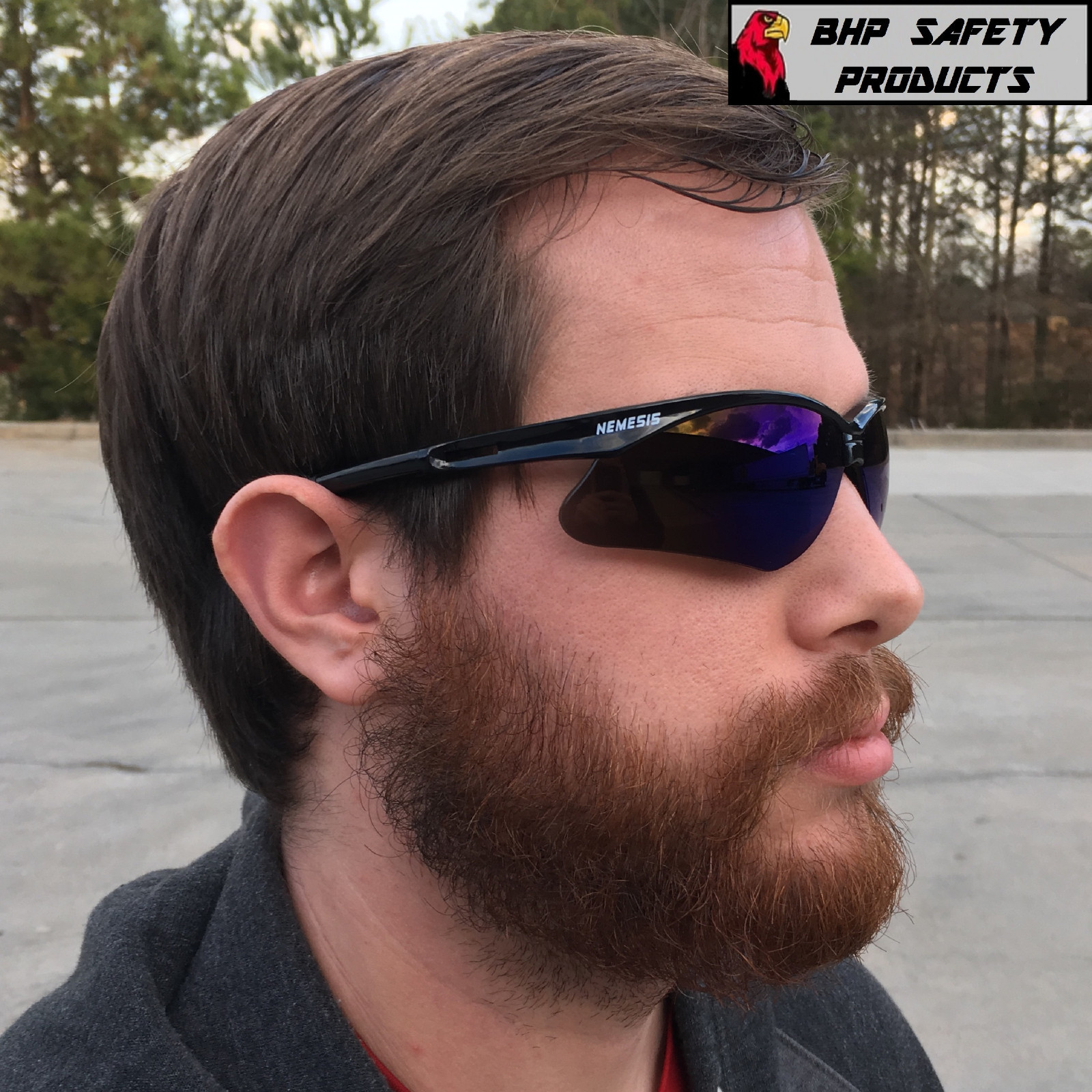 KLEENGUARD NEMESIS SAFETY GLASSES BLACK FRAME BLUE MIRROR LENS SUNGLASSES 14481