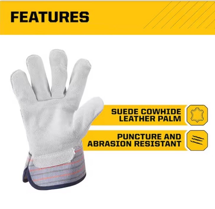 Lot Of 12 – Firm Grip Leather-Palm Size: Large Gloves – 3 Pairs Per Pack All New