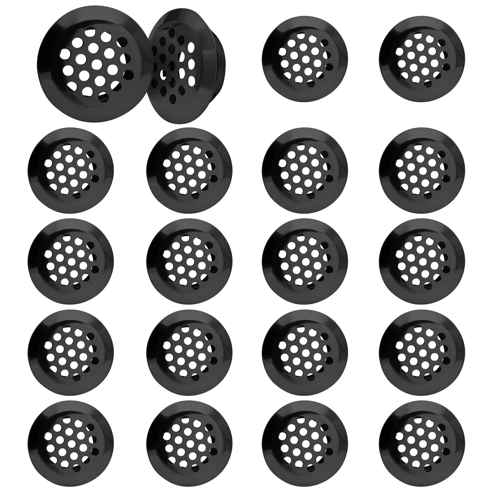 1 Inch Circular Air Vents, Black, 20Pcs