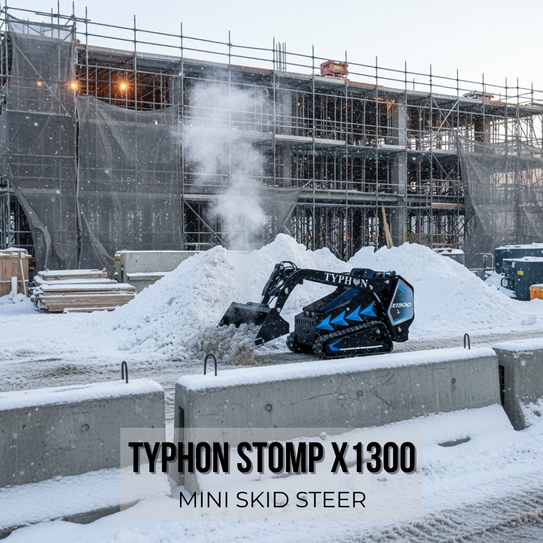 3040lbs TYPHON STOMP X1300 25HP Kubota D1105 EPA Diesel Mini Skid Steer Loader