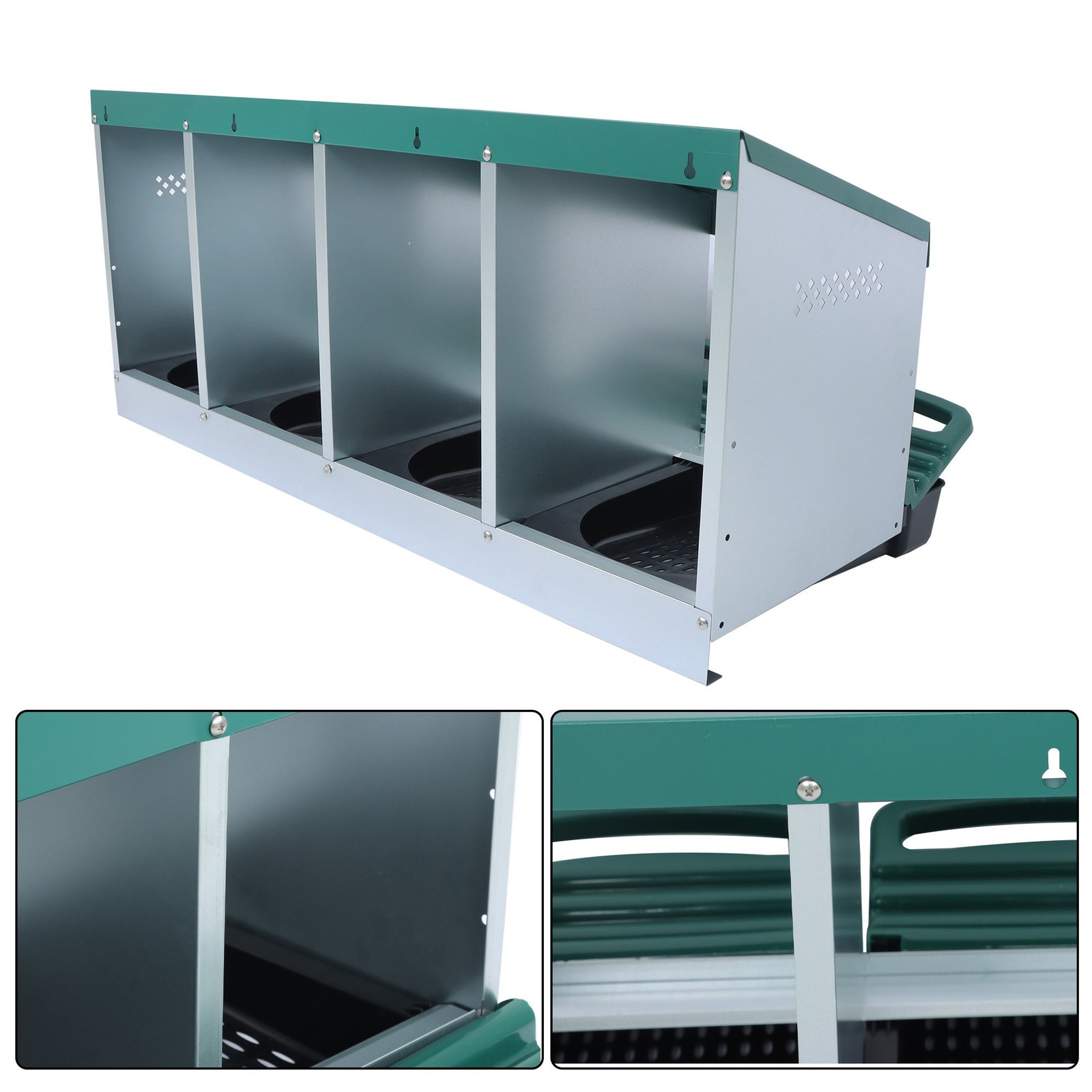 4 Holes Rollout Egg Collection Green Chicken Nest Box Hen Laying Nest Boxes Coop