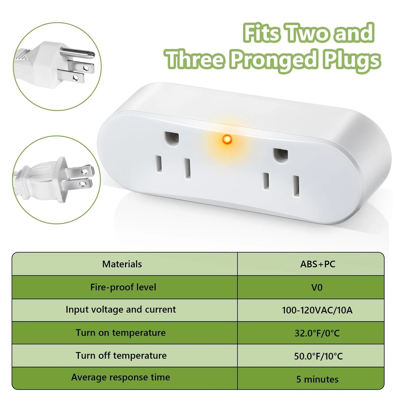 2 Pcs Thermal Cube, Auto on Below 32°F Off Above 50°F, Plug in
