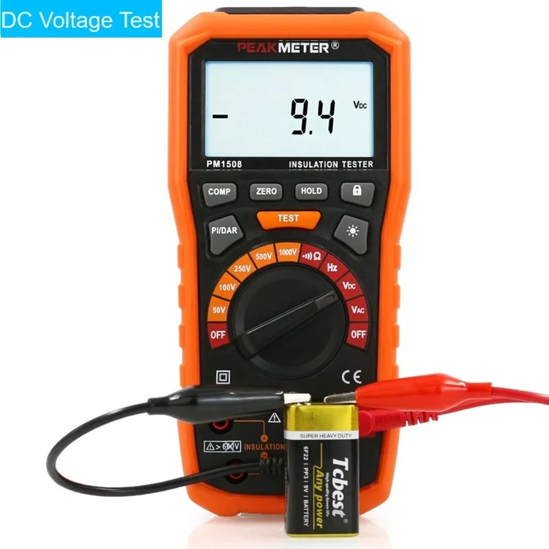 Handheld Insulation Resistance Tester 1000V 100GΩ Multimeter Voltmeter PI DAR