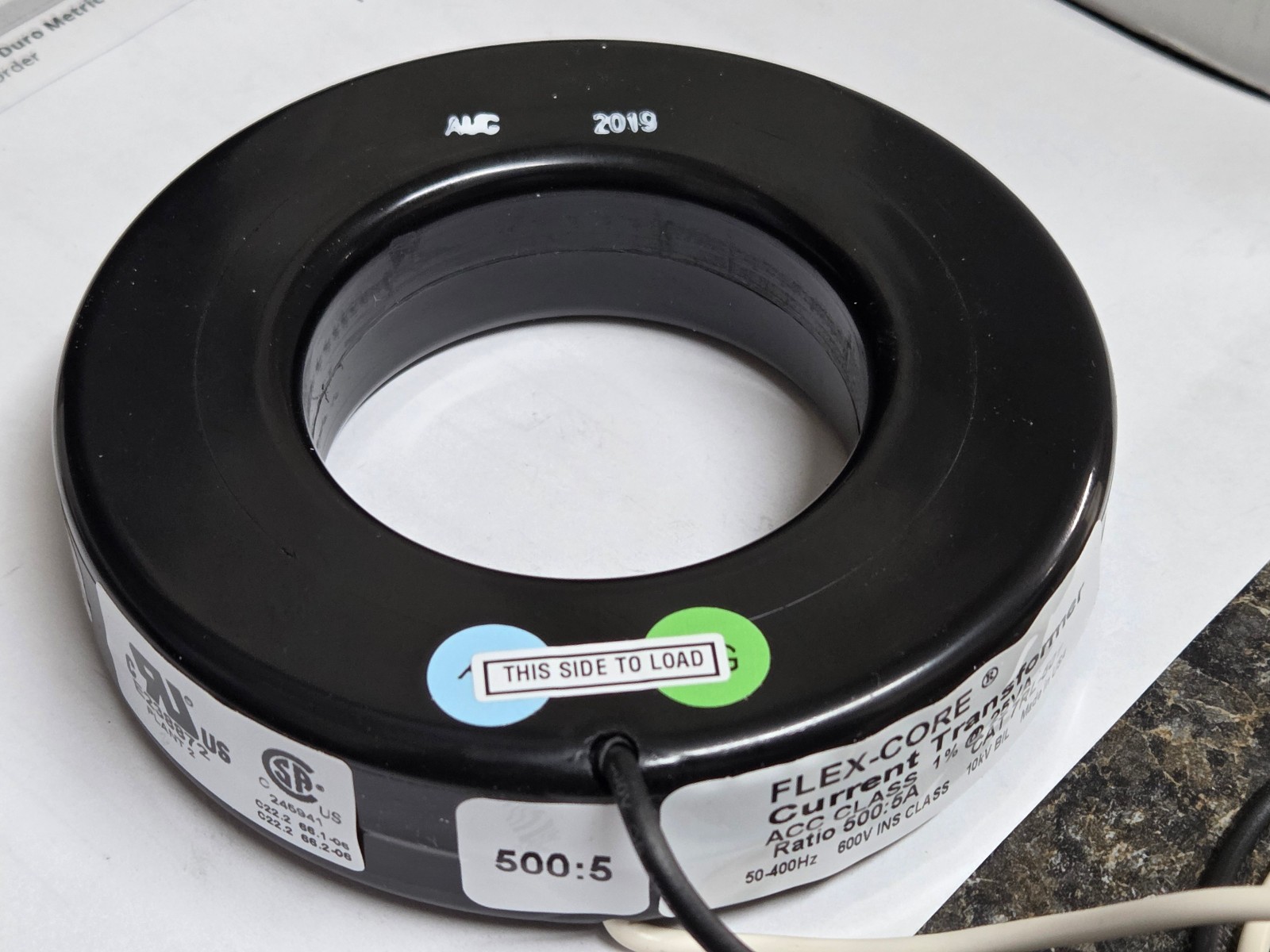 NEW FLEX-CORE CURRENT TRANSFORMER 500:5A 1%@25VA 50-400HZ 600V 7RL-501 UL