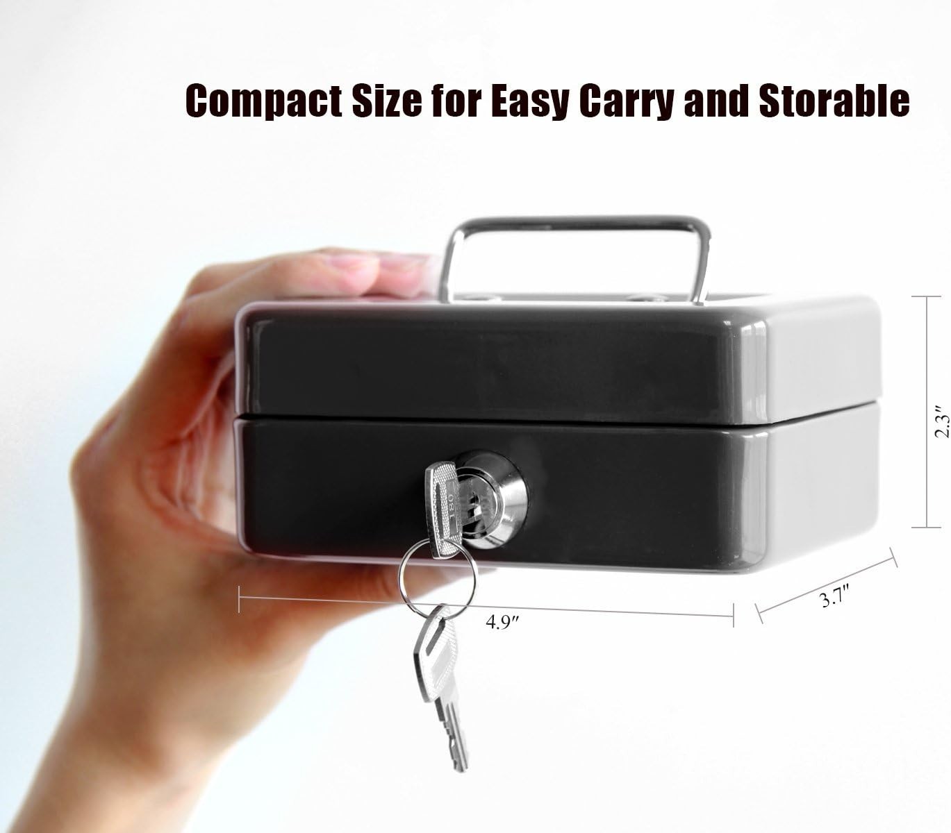 Chic Black Cash Box with Key Lock – Essential for Teens & Adults – 4.92” x 3.94”
