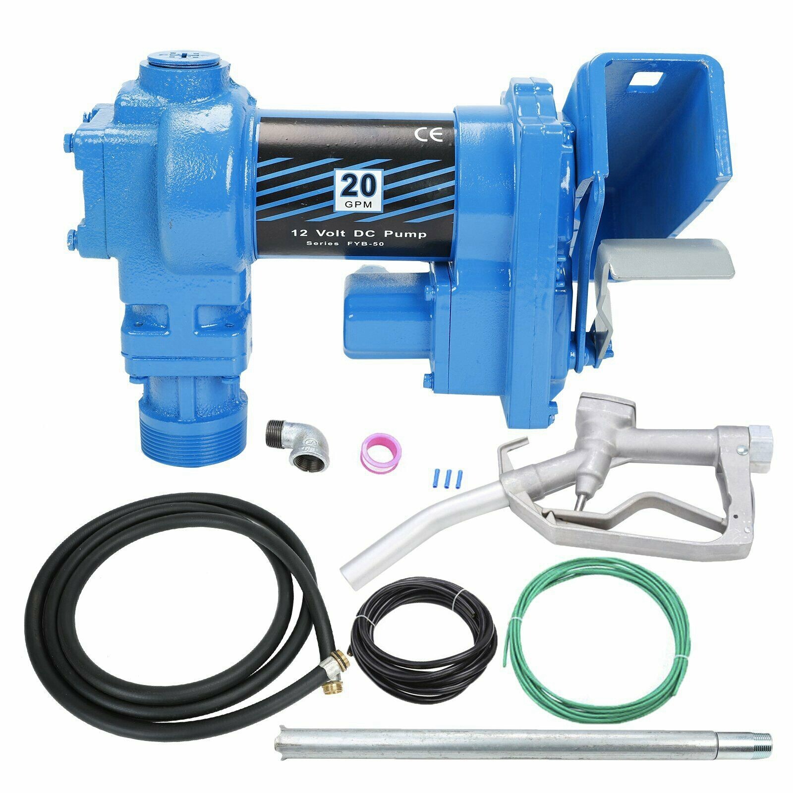 Gasoline Fuel Transfer Pump with Nozzle Kit 12V DC 20GPM For Gas Diesel Kerosene