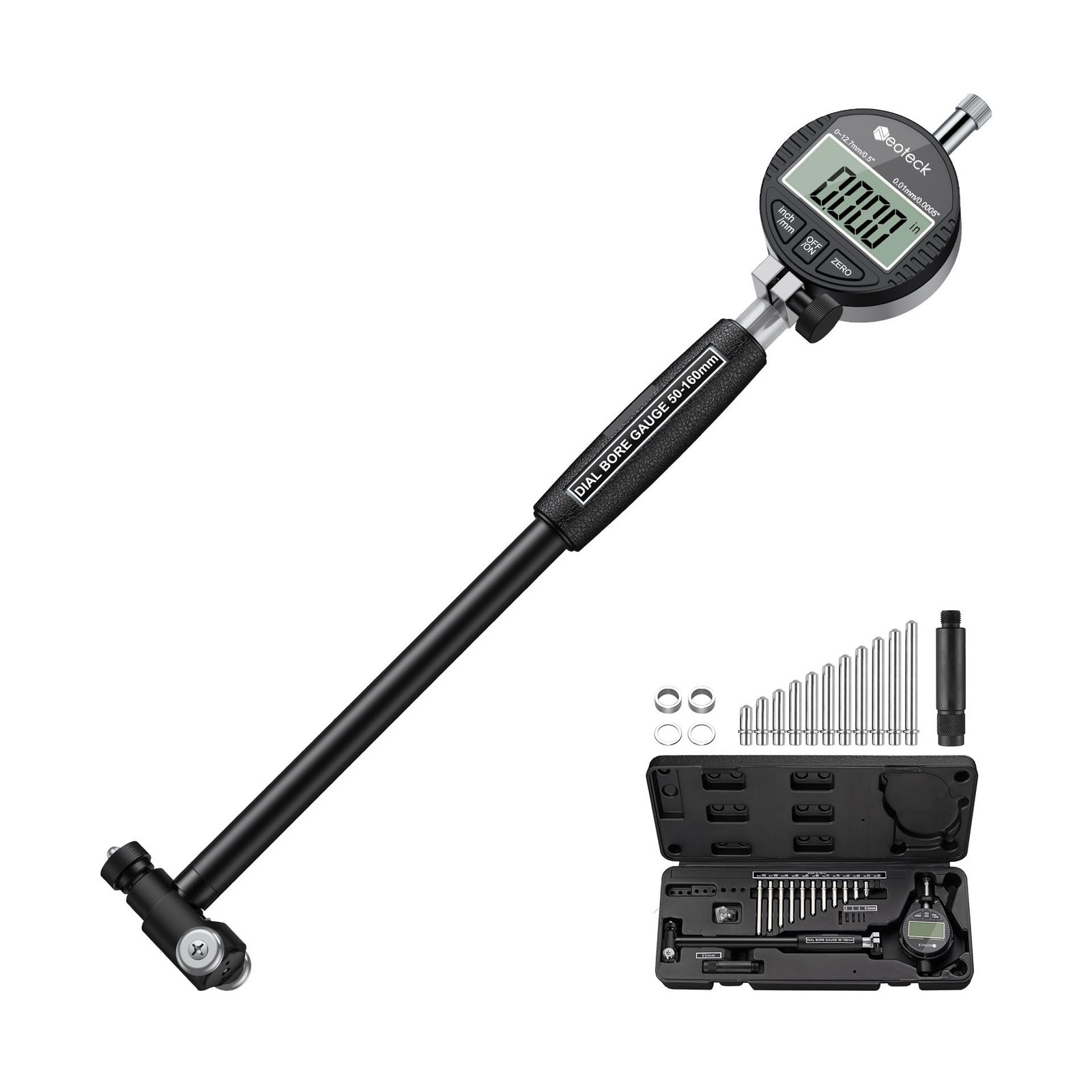 Neoteck Bore Gauge Set Digital Indicator Dial Bore Gauge (2-6″/0.0005″) with …