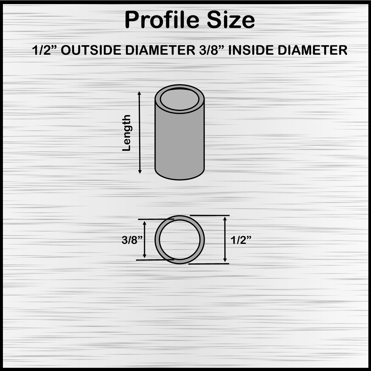New Mild Steel Spacer Bushing 1/2″ OD x 3/8″ ID–Fits M8 or 3/8″ Bolts