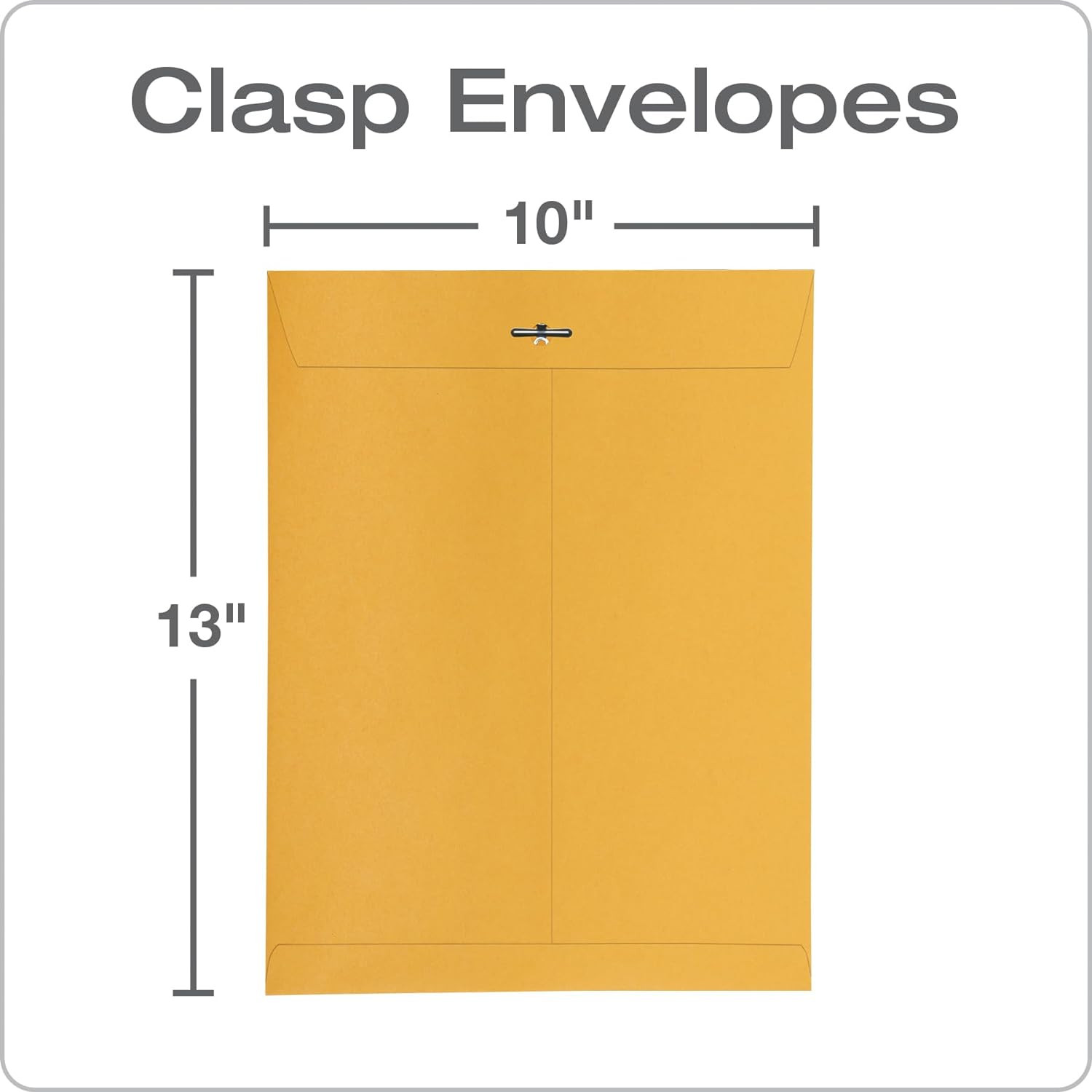 10″ x 13″ Clasp Envelopes, Heavy 32 lb Brown Kraft, Gummed Flap, 100/Box (QUA377