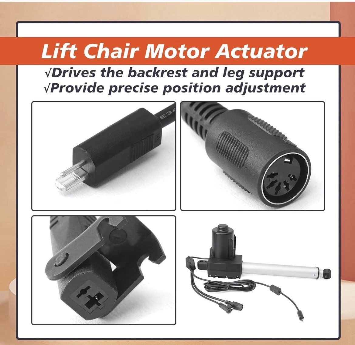 Lift Chair Motor Linear Actuator HJA58 GM1450-LM 212mm 2-Pin 6000N/4000N