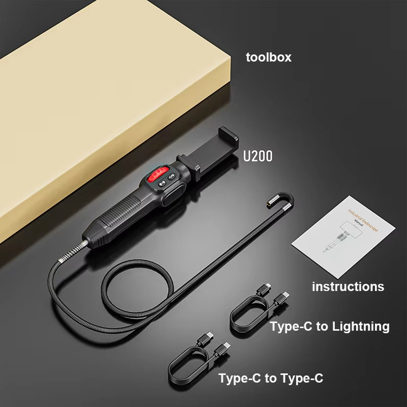3.3ft Semi Rigid Endoscope 2-Way 180° Inspection Camera Articulating Borescope