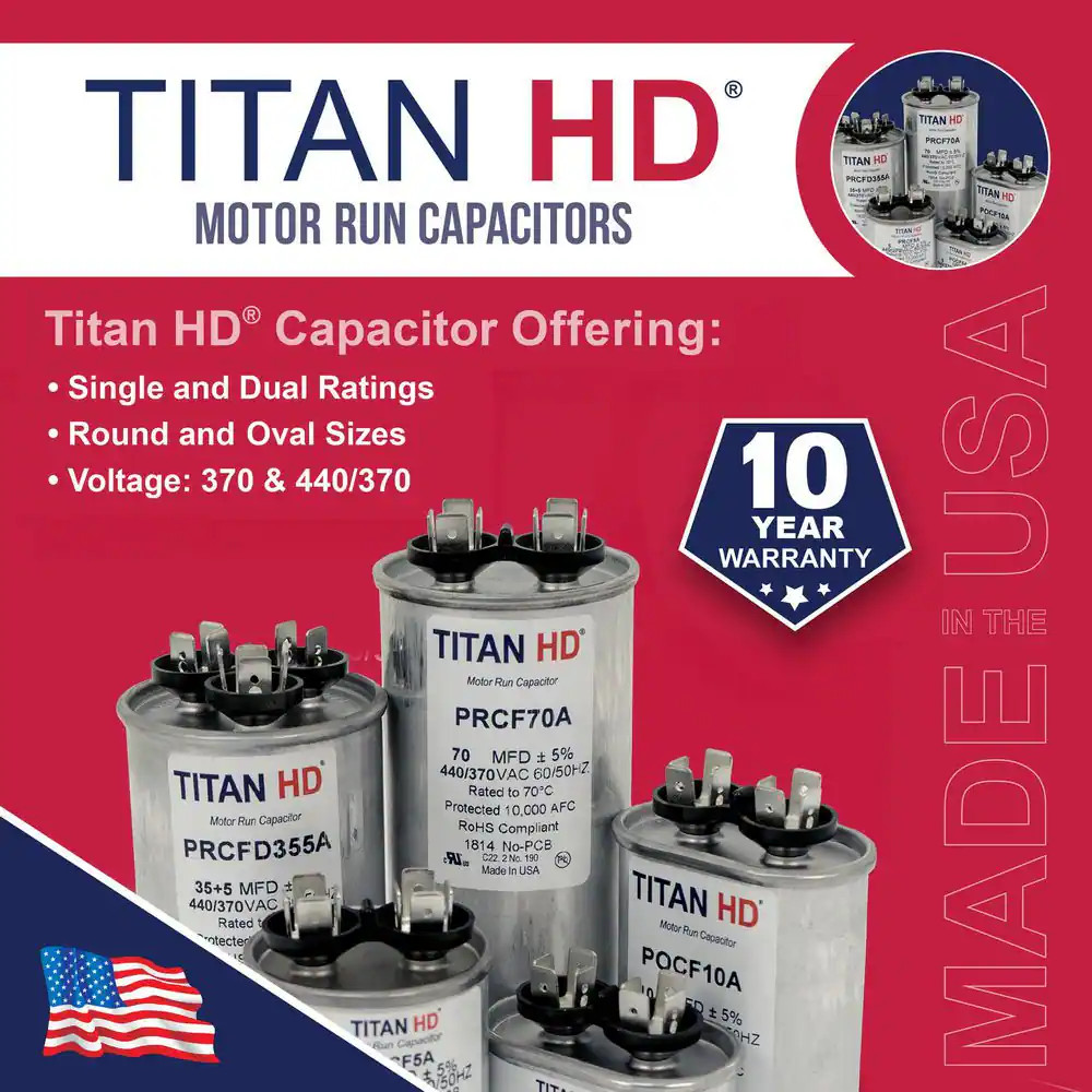 *2 PACK* TITAN HD PRCFD455A 45-5 MFD 440-370V Round Run Capacitor