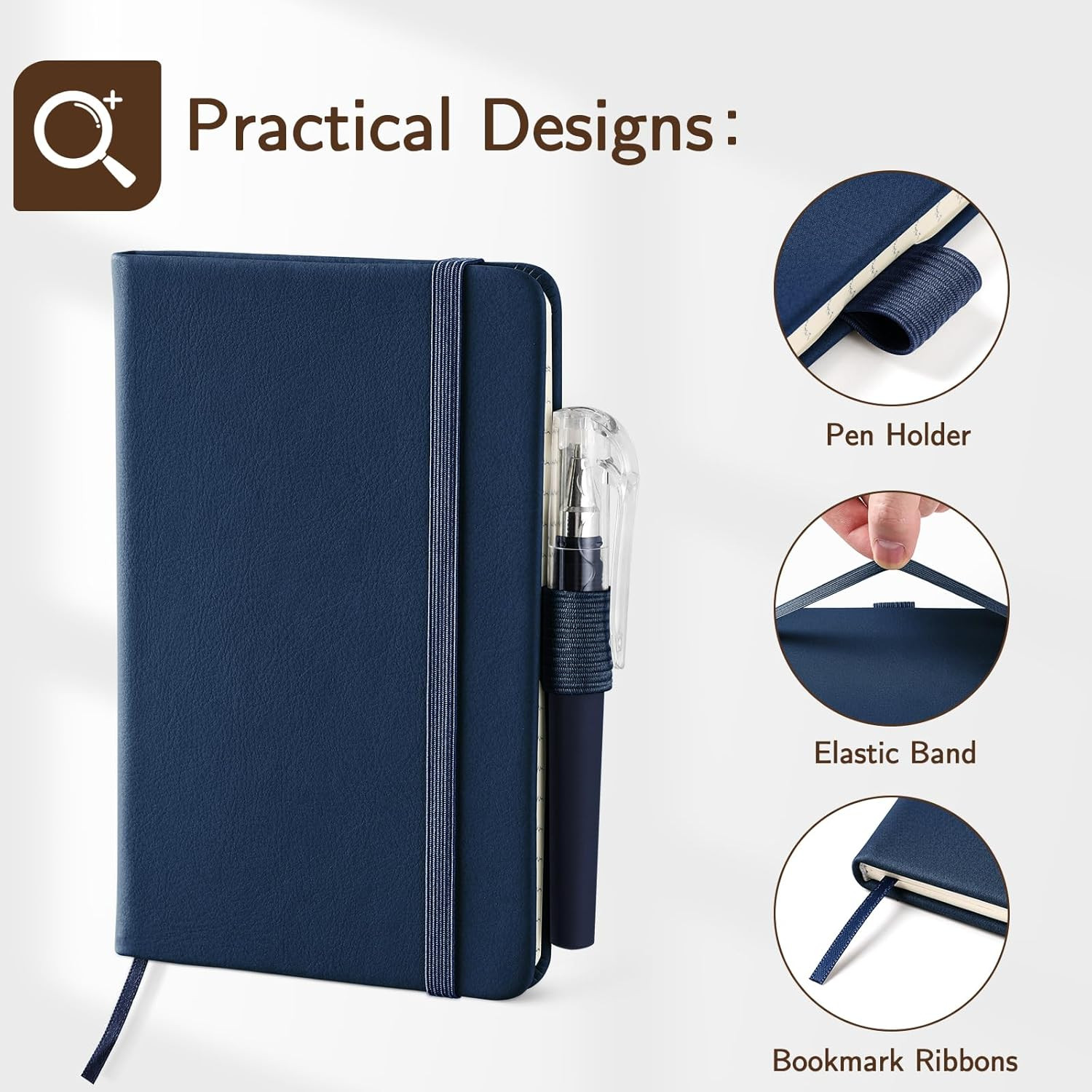 4 Pack Small Notebook Pocket Notebook, A6 Mini Leather Hardcover Journal, 3.7″ X