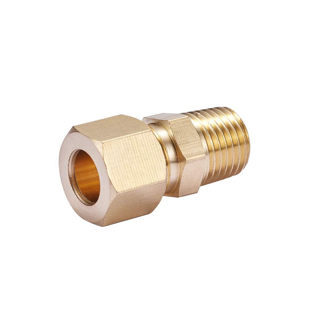 5 Pack Brass Compression Fittings – 1/4″ OD x 1/4″ NPT Male Couplers