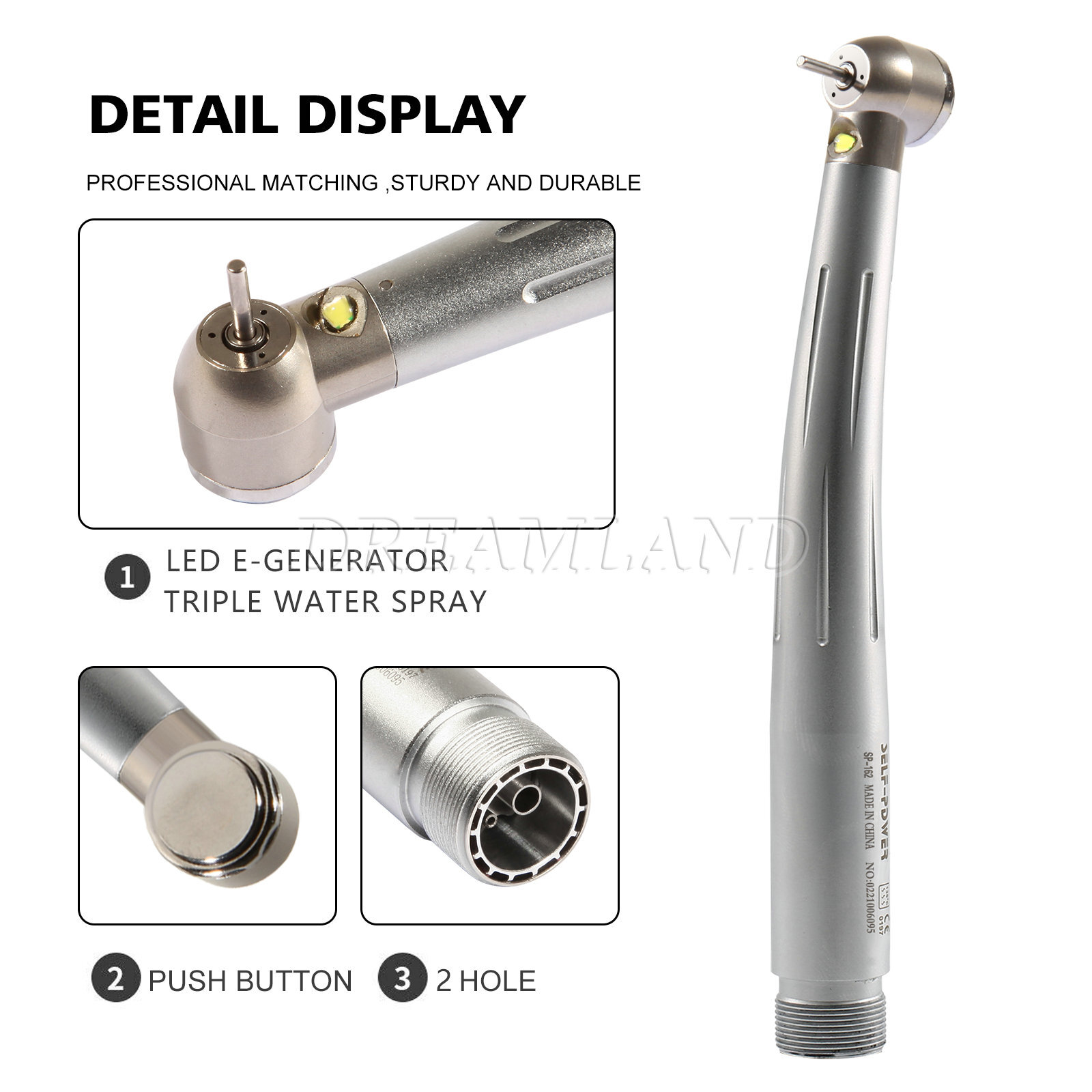 Dental Pana Max LED High /Low Speed handpiece & Pneumatic Scaler Kit 2 hole