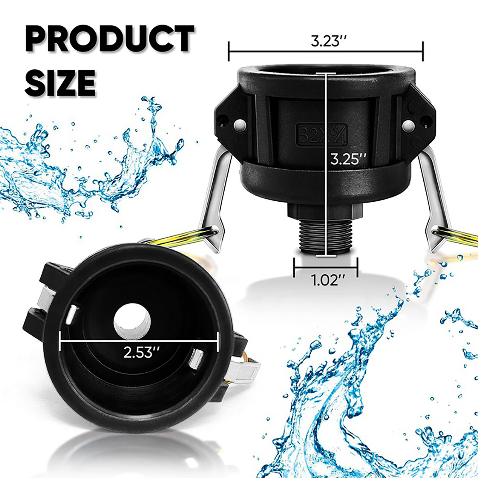 275 330 Gallon IBC Tote Water Tank Drain Adapter 2″Cam Lock for Garden Hose 3/4″