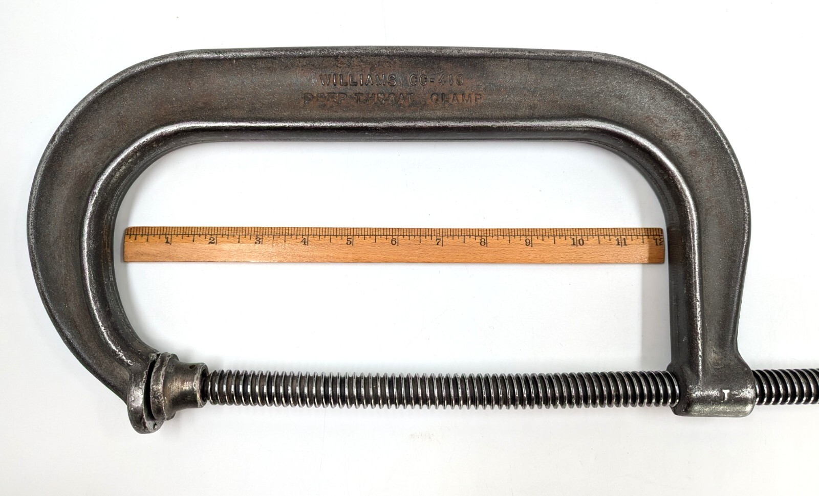 Vintage J.H. Williams CC-410 Deep Throat C-Clamp, 10” Capacity, Good Cond.