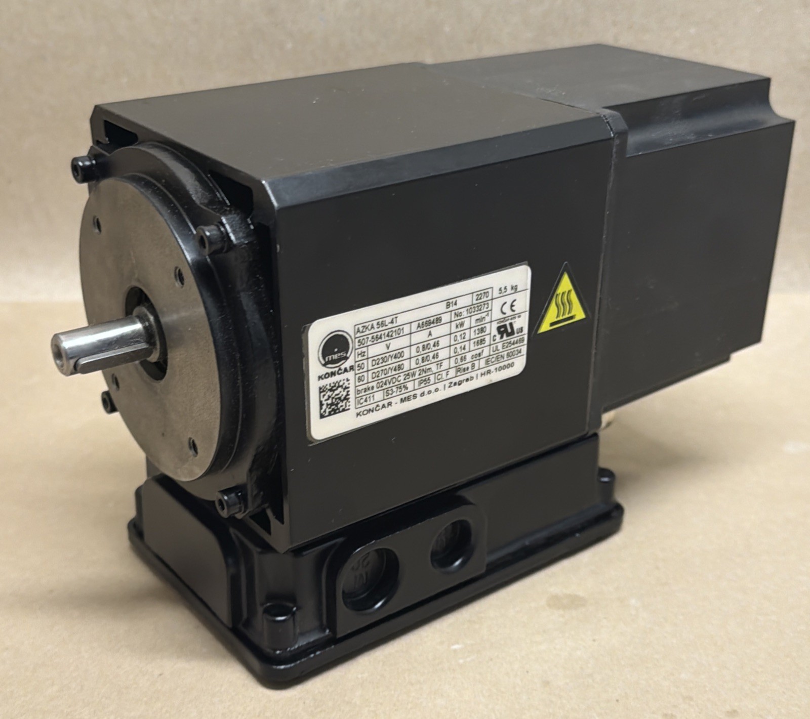 KONCAR AZKA 56L-4T Servo Motor 0.12kW Brake B14 Mounting For Weiss MES TC0150T