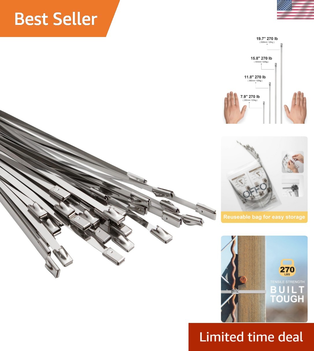 Metal Zip Ties 11.8 in Chain Link fence Ties Heavy Duty Stainless Steel Wire…