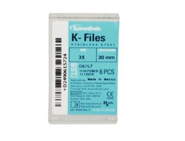 K-FILE SybronEndo KERR Dental K-Files. Box of 6 units.