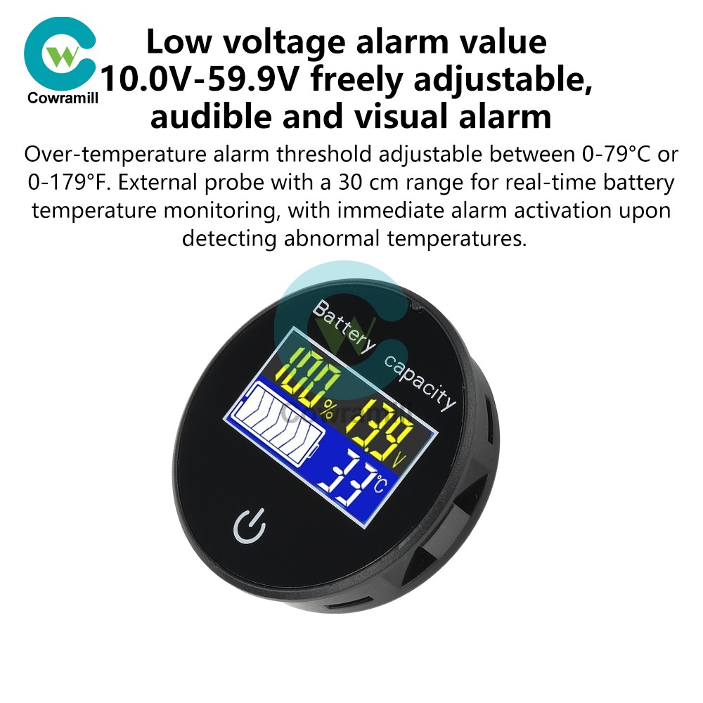 LCD Digital Battery Level Indicator Voltage Power Percentage Temperature Display