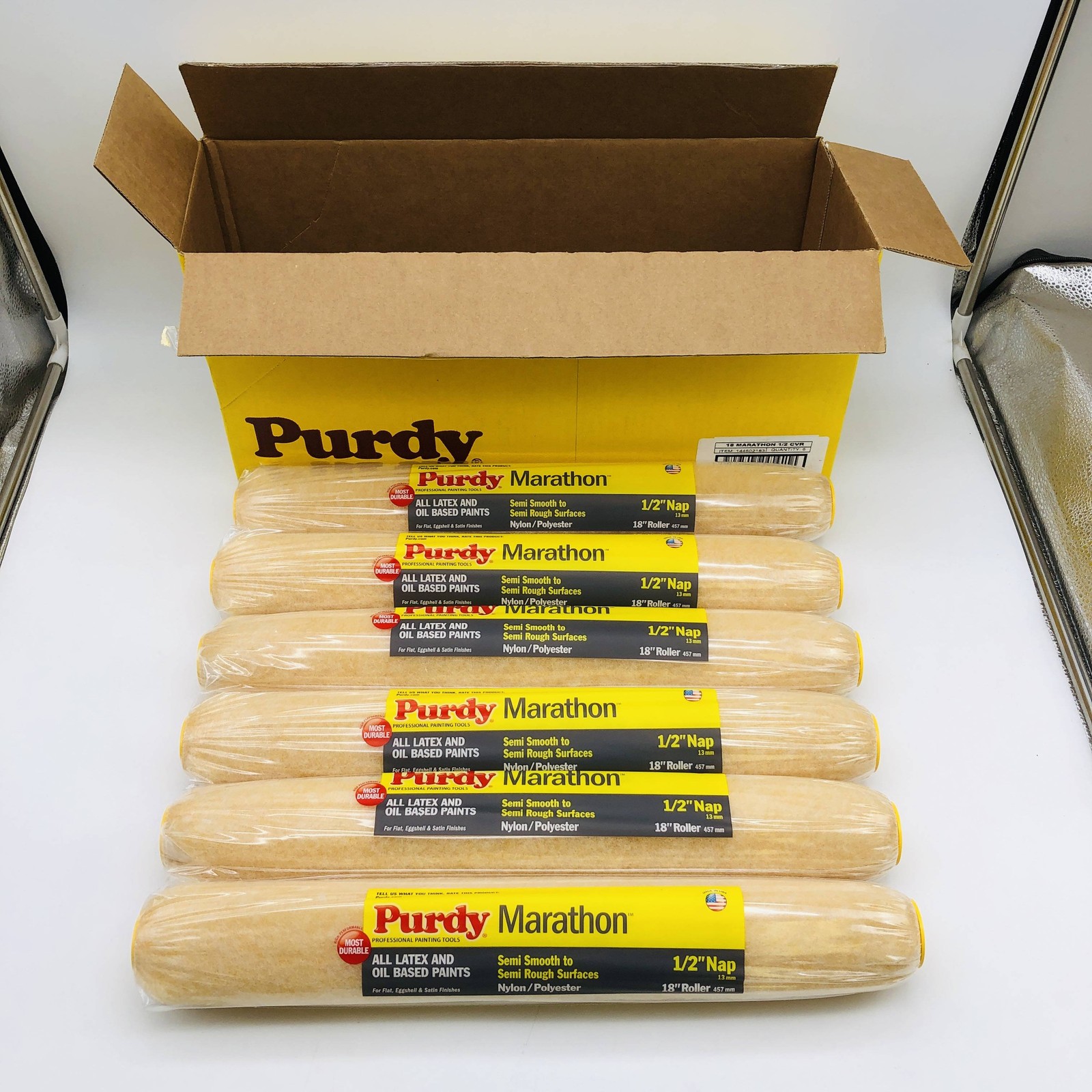 Purdy 144602183 Paint Roller Cover 1/2in Nap by 18in Semi Smooth-Rough 6 Pack