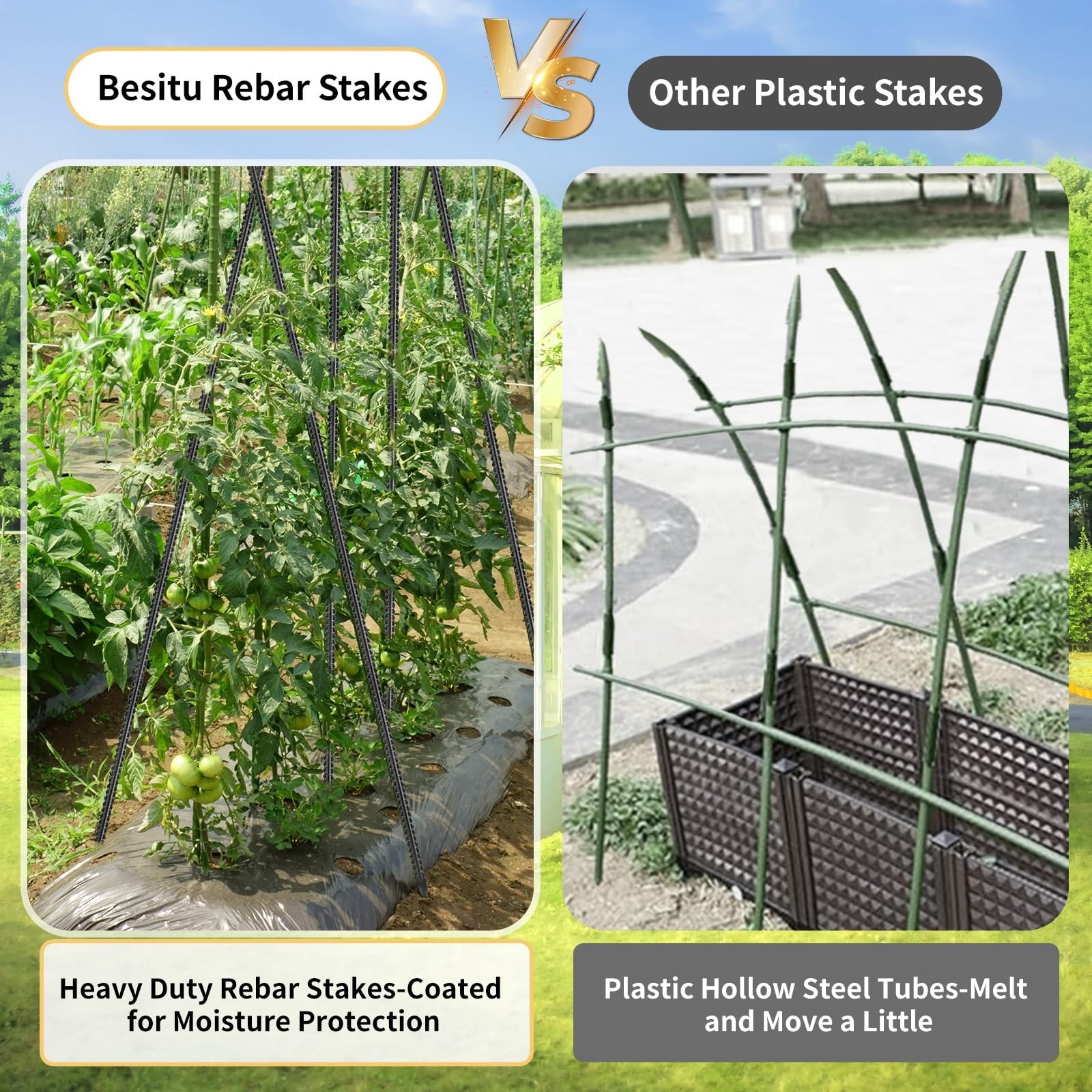 Rebar Stakes 36 inches 16-Pack Concrete Form Stakes Straight 3/8″ Diameter Re…