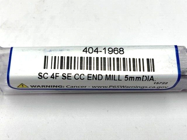 5.0 MM CARBIDE END MILL METRIC 4 FL SINGLE END CENTER CUTTING OSG 404-1968 USA