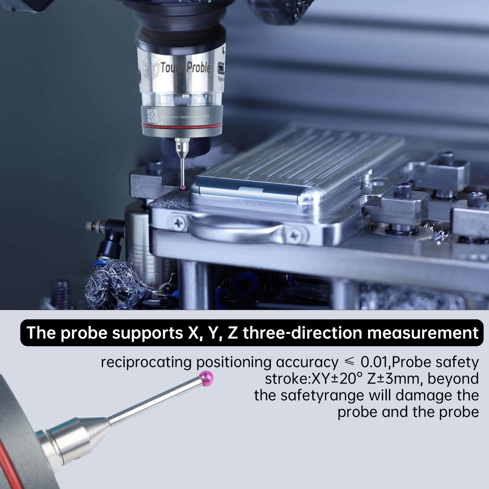 Professional 3D Touch Probe, 0.001mmAccuracy CNC Milling Machine 3D Trigger Find