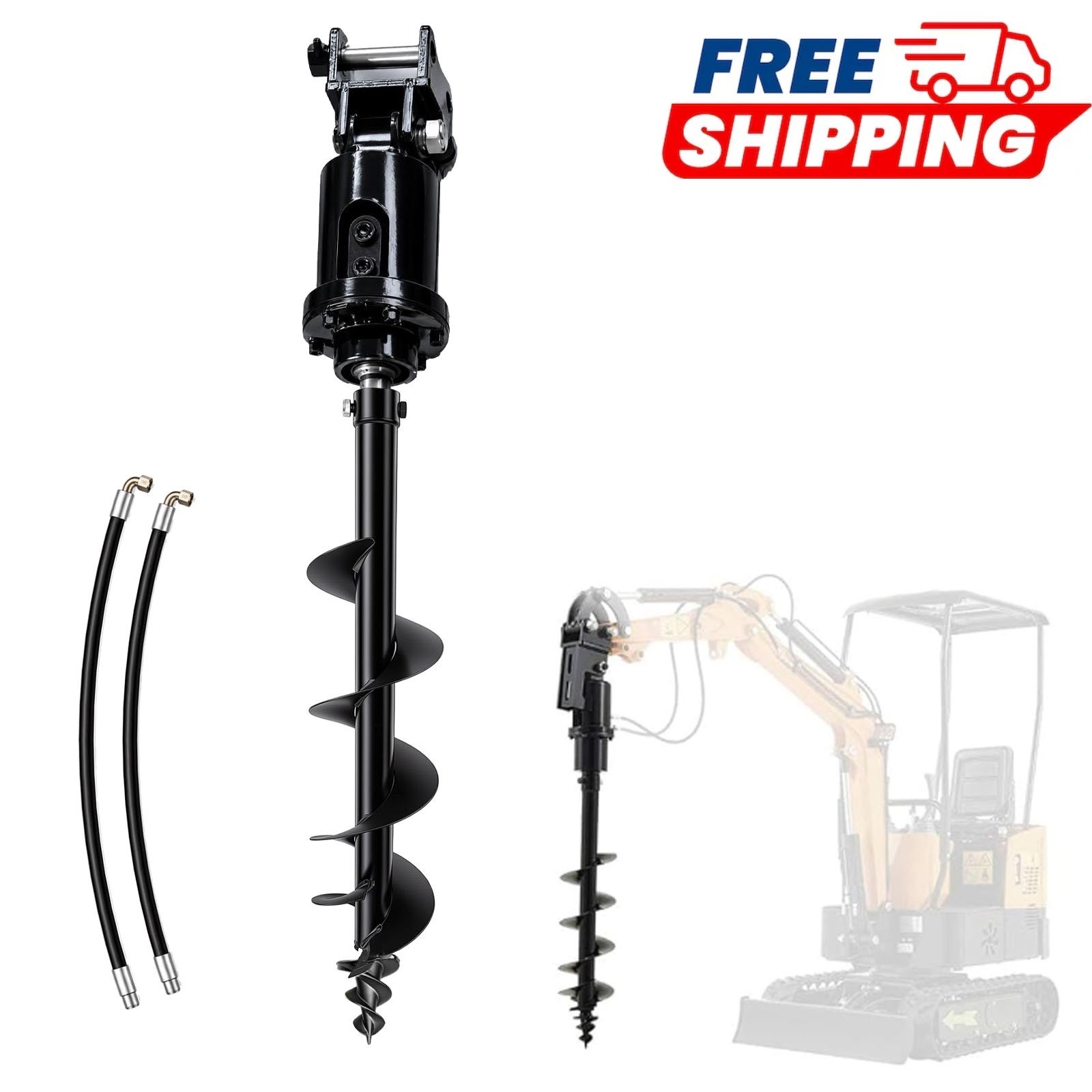 Mini Excavator Attachment 8″/200mm Hydraulic Auger Drill For 0.8T-2T Mini Digger