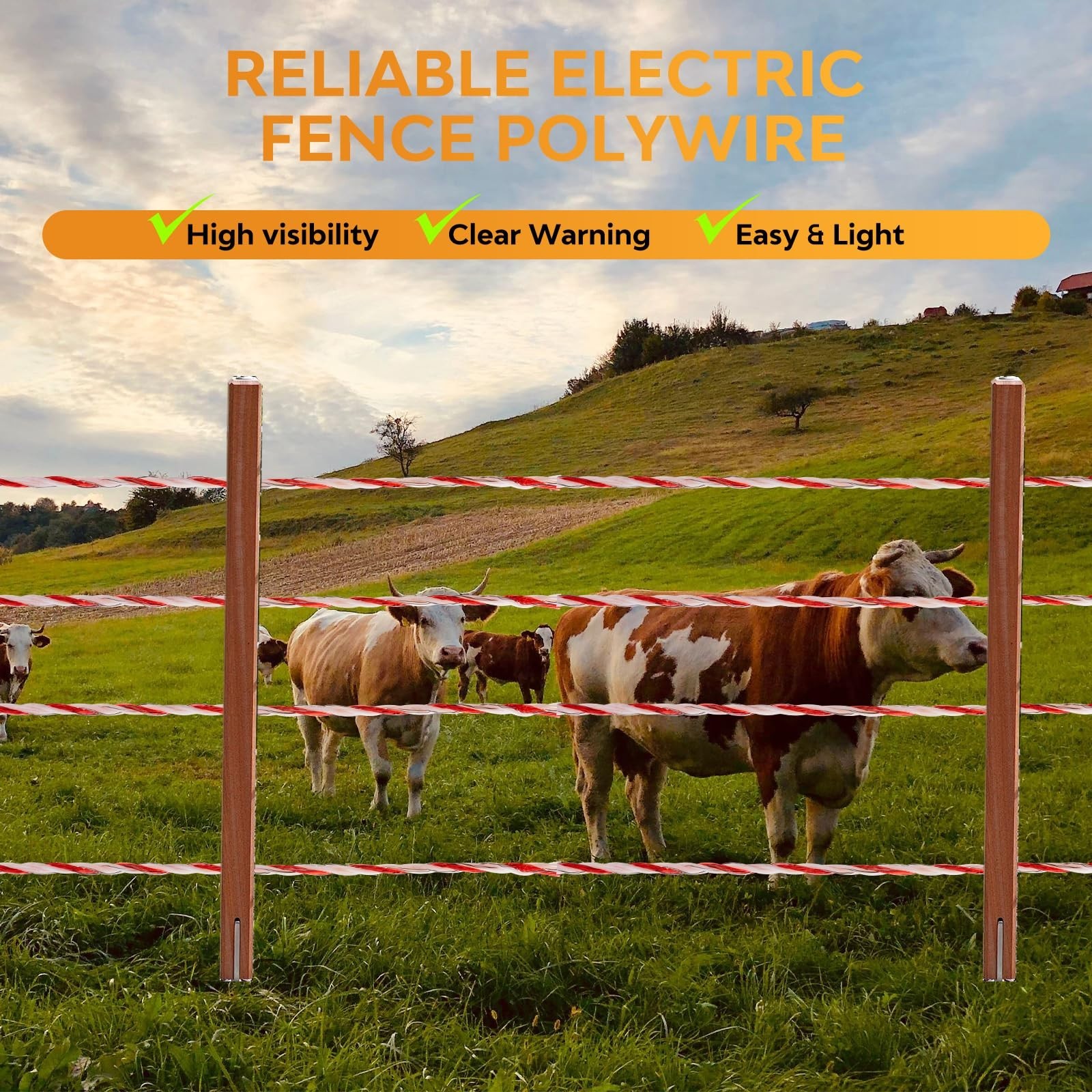 3280ft Electric Fence Wire Rope, 6 Strand Stainless Steel Polywire, Rust Resista