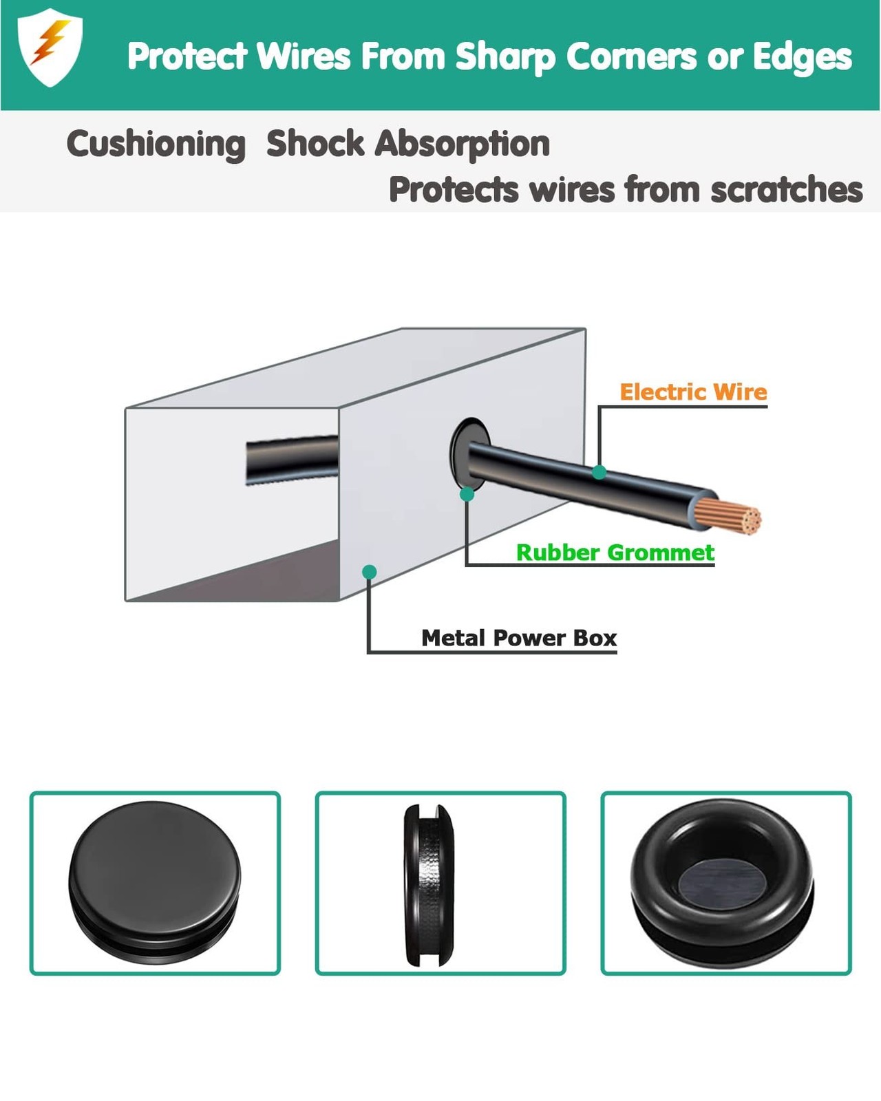Gysxrda NBR Rubber Grommet Kit 200 Pack – 7 Sizes Firewall Hole Plugs