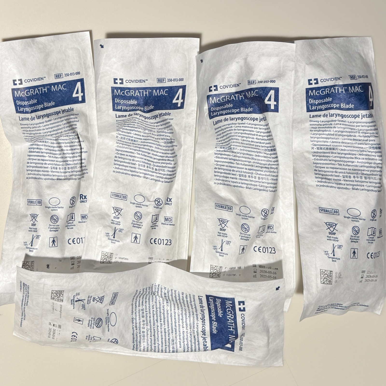 *Lot of 5* McGrath MAC #4 Disposable Laryngoscope Blade 350-013-000 (Exp 5/2028)